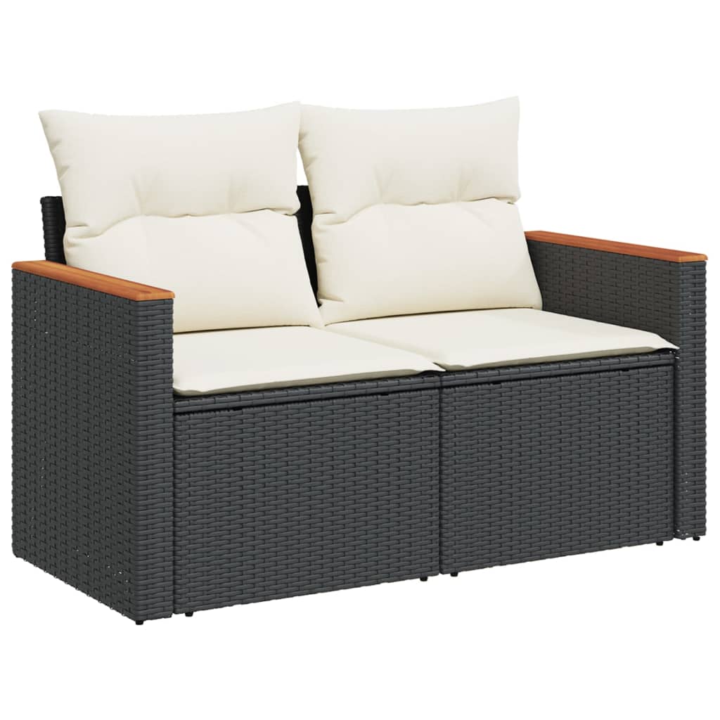Set Divani Da Giardino 4 Pz Con Cuscini Nero In Polyrattan - Image 4