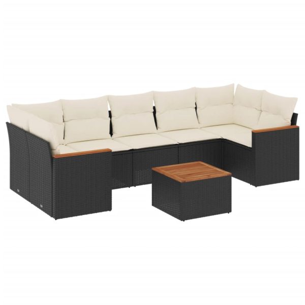 Set Divani Da Giardino Con Cuscini 8 Pz Nero In Polyrattan - Image 2