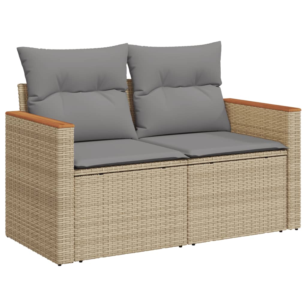 Set Divano Da Giardino 8 Pz Con Cuscini Beige Misto Polyrattan - Image 4