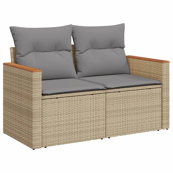 Set Divano Da Giardino 7 Pz Con Cuscini Beige Misto Polyrattan - Image 3