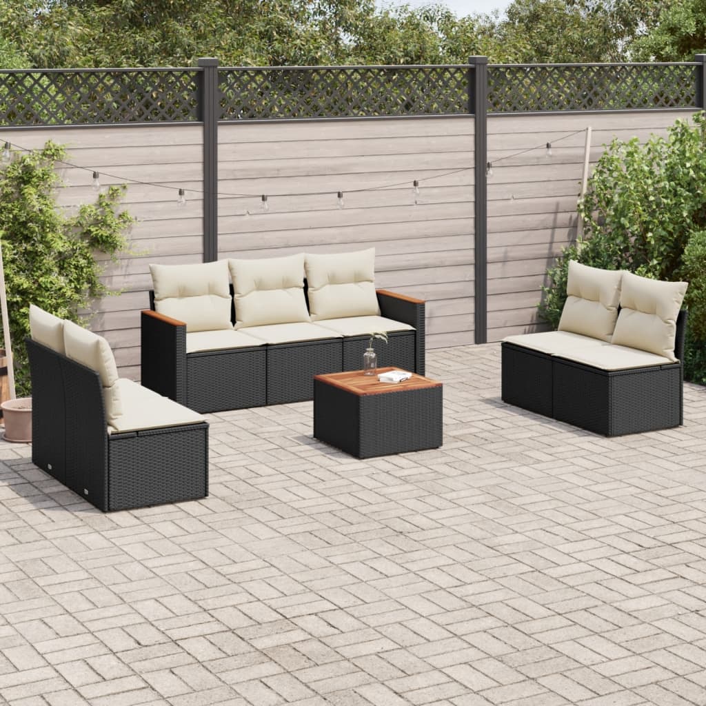 Set Divani Da Giardino Con Cuscini 8 Pz Nero In Polyrattan