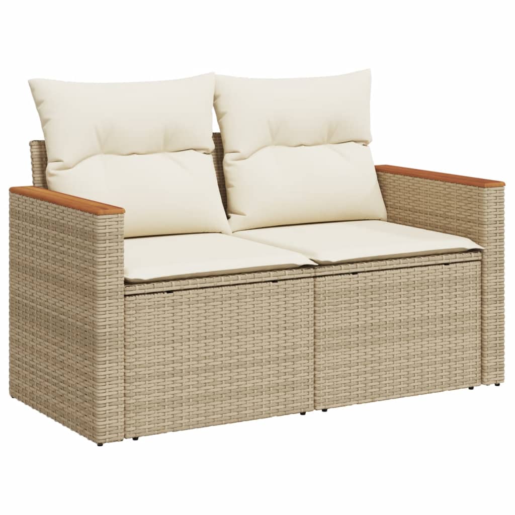 Set Divano Da Giardino 6 Pz Con Cuscini Beige In Polyrattan - Image 3