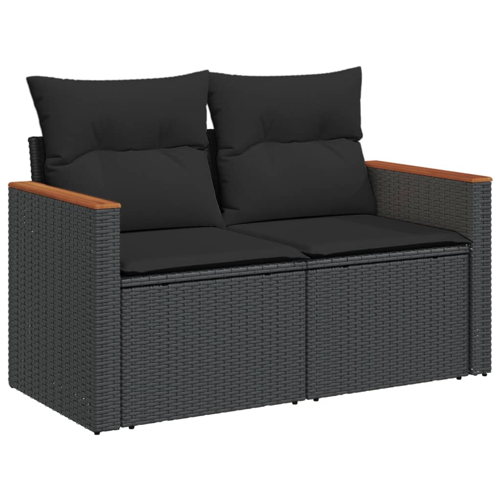 Set Divano Da Giardino 6 Pz Con Cuscini Nero In Polyrattan - Image 3