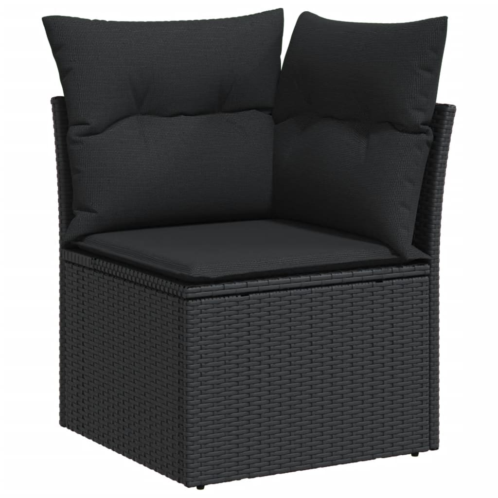 Set Divano Da Giardino 6 Pz Con Cuscini Nero In Polyrattan - Image 4