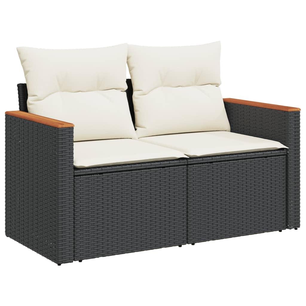 Set Divano Da Giardino 6 Pz Con Cuscini Nero In Polyrattan - Image 3