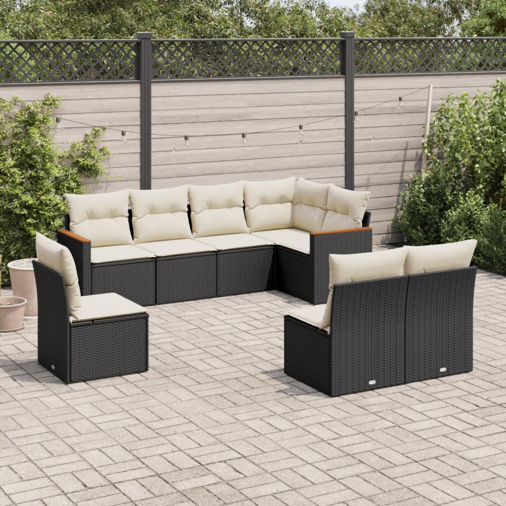 Set Divani Da Giardino Con Cuscini 8 Pz Nero In Polyrattan