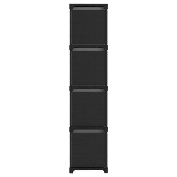 Mensola Con 12 Scatole A Cubo Nera 103x30x141 Cm In Tessuto - Image 3