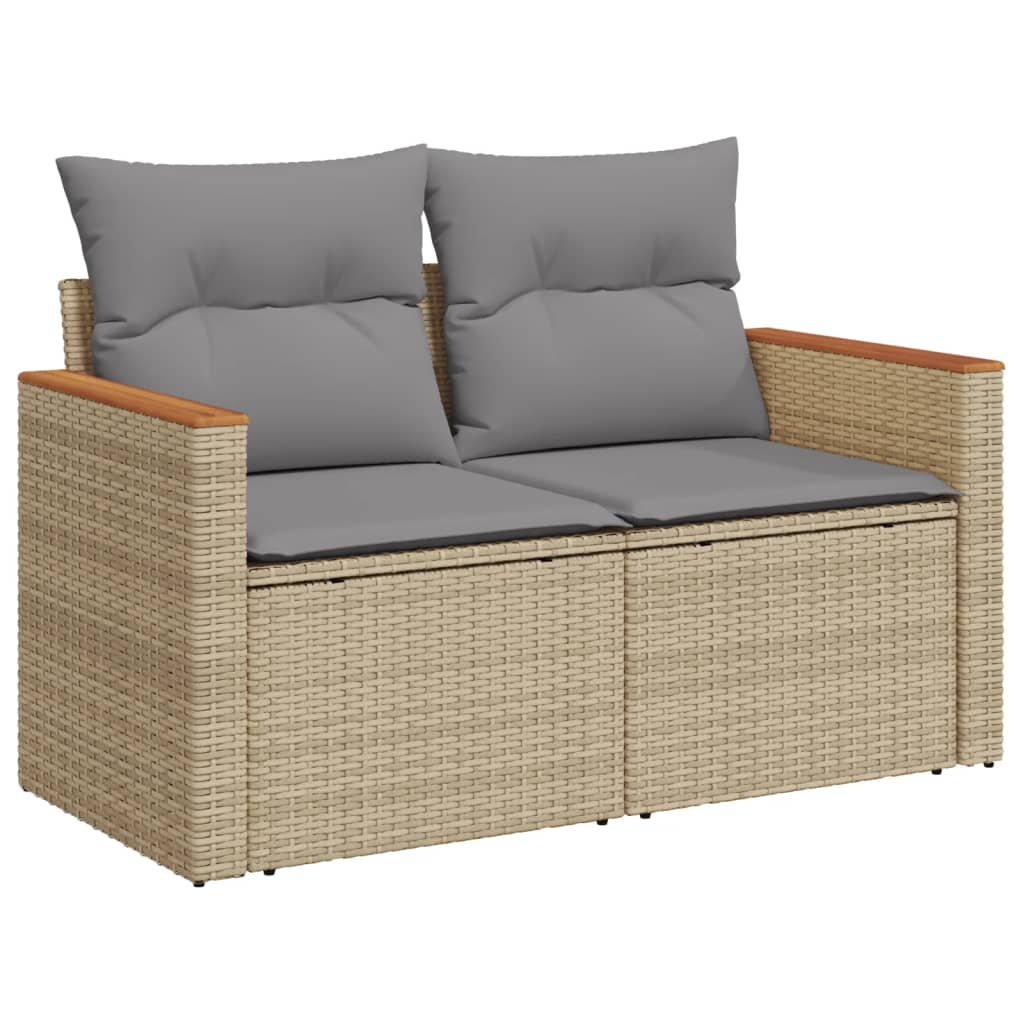 Set Divano Da Giardino 8 Pz Con Cuscini Beige Misto Polyrattan - Image 5