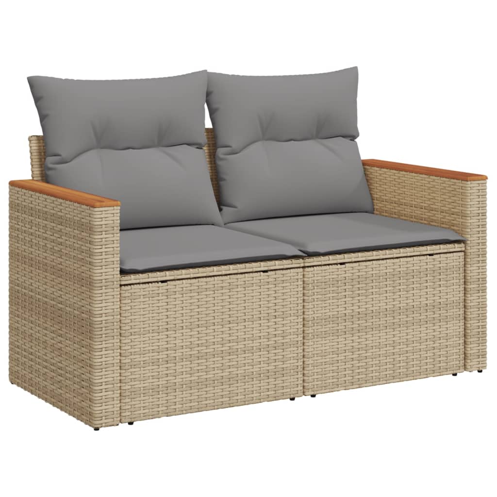 Set Divano Da Giardino 8 Pz Con Cuscini Beige Misto Polyrattan - Image 5