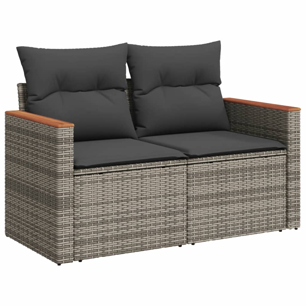 Set Divani Da Giardino 7 Pz Con Cuscini Grigio In Polyrattan - Image 4