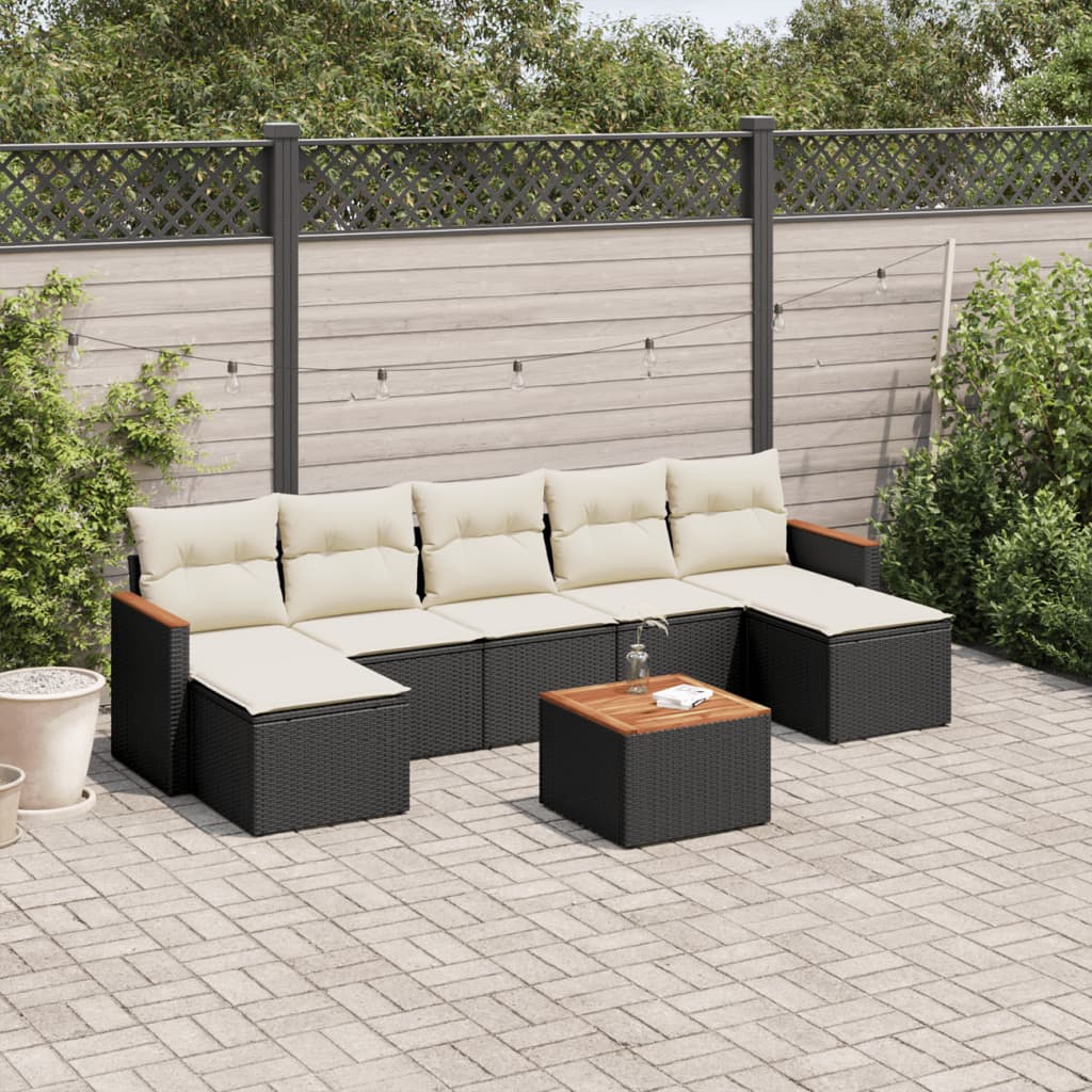 Set Divani Da Giardino Con Cuscini 8 Pz Nero In Polyrattan