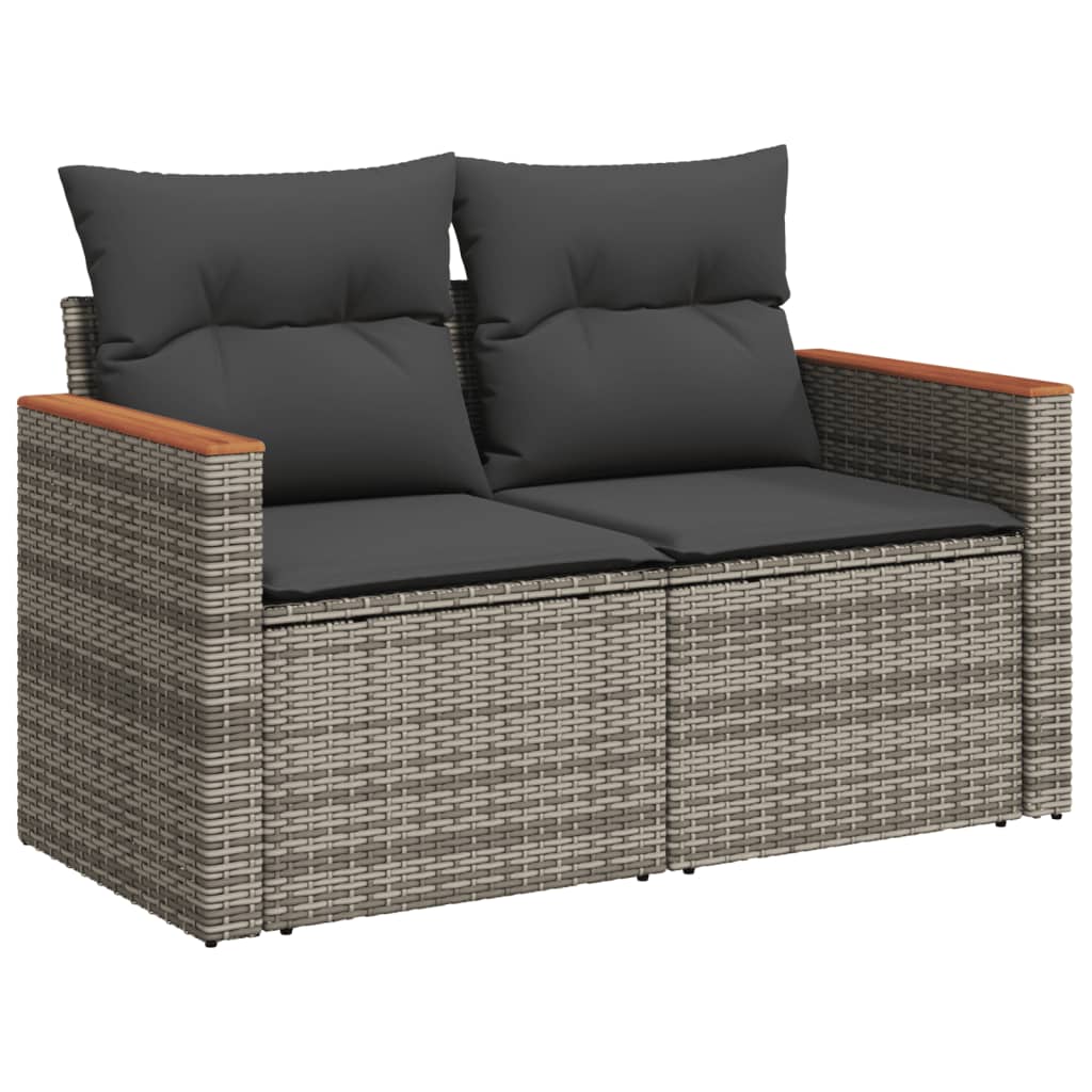 Set Divano Da Giardino 8 Pz Con Cuscini Grigio In Polyrattan - Image 4