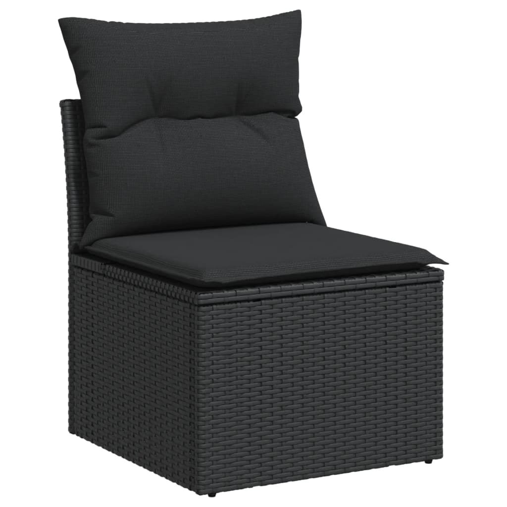Set Divano Da Giardino 6 Pz Con Cuscini Nero In Polyrattan - Image 4