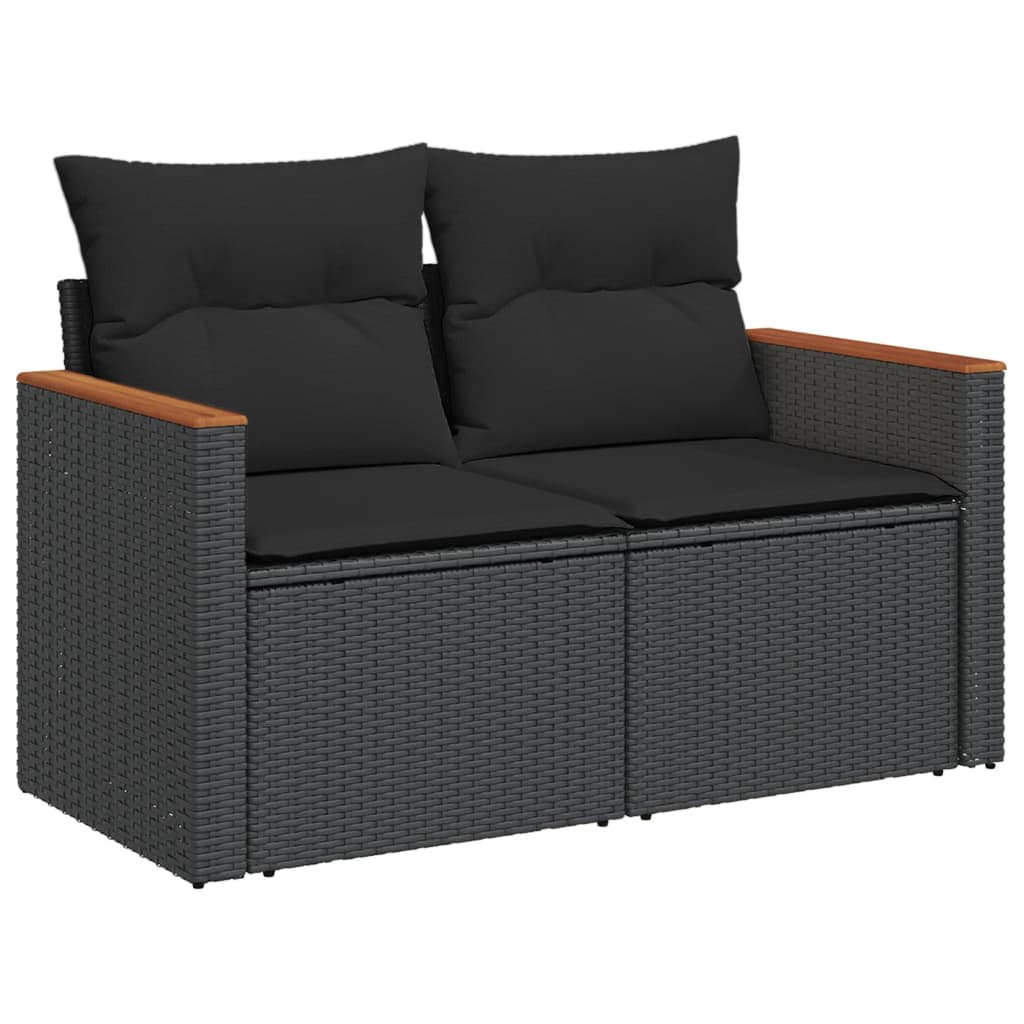 Set Divano Da Giardino 6 Pz Con Cuscini Nero In Polyrattan - Image 5