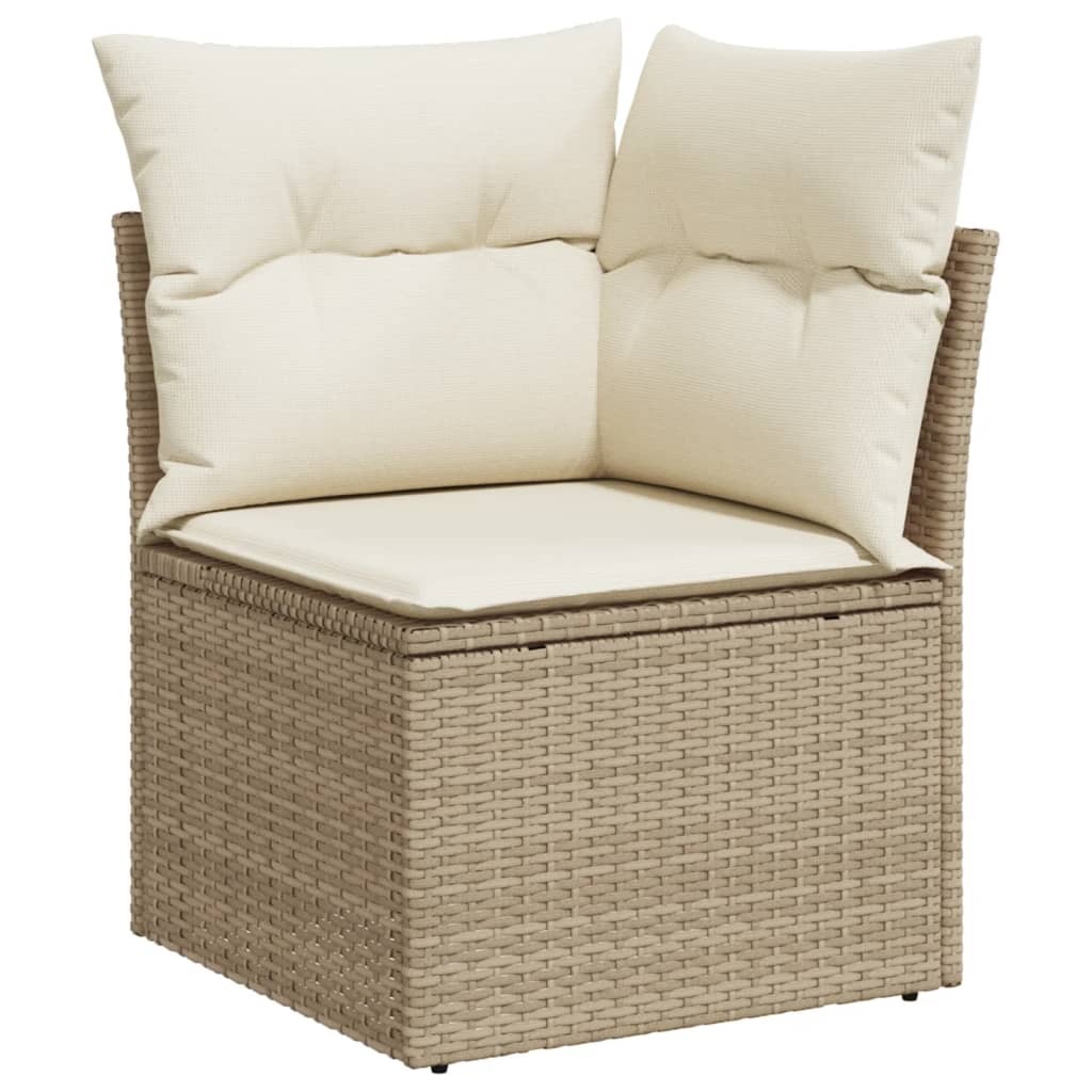 Set Divano Da Giardino 9 Pz Con Cuscini Beige In Polyrattan - Image 3