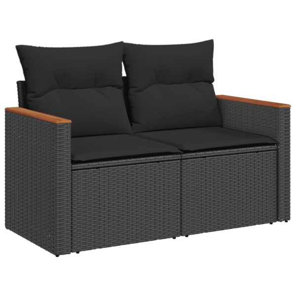 Set Divani Da Giardino 10pz Con Cuscini In Polyrattan Nero - Image 5