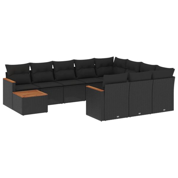 Set Divani Da Giardino 11 Pz Con Cuscini In Polyrattan Nero - Image 2
