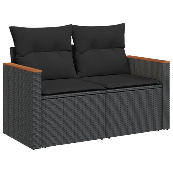 Set Divani Da Giardino 10pz Con Cuscini In Polyrattan Nero - Image 4