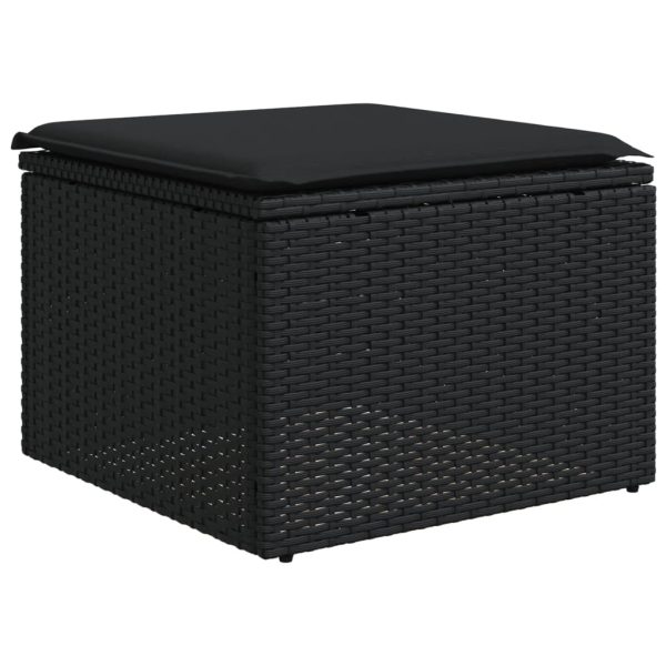 Set Divani Da Giardino 10pz Con Cuscini In Polyrattan Nero - Image 5
