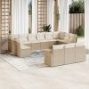 Set Divano Da Giardino 13 Pz Con Cuscini Beige In Polyrattan