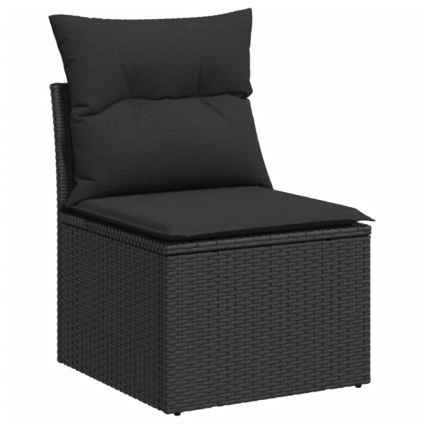 Set Divani Da Giardino 13pz Con Cuscini Nero In Polyrattan - Image 4