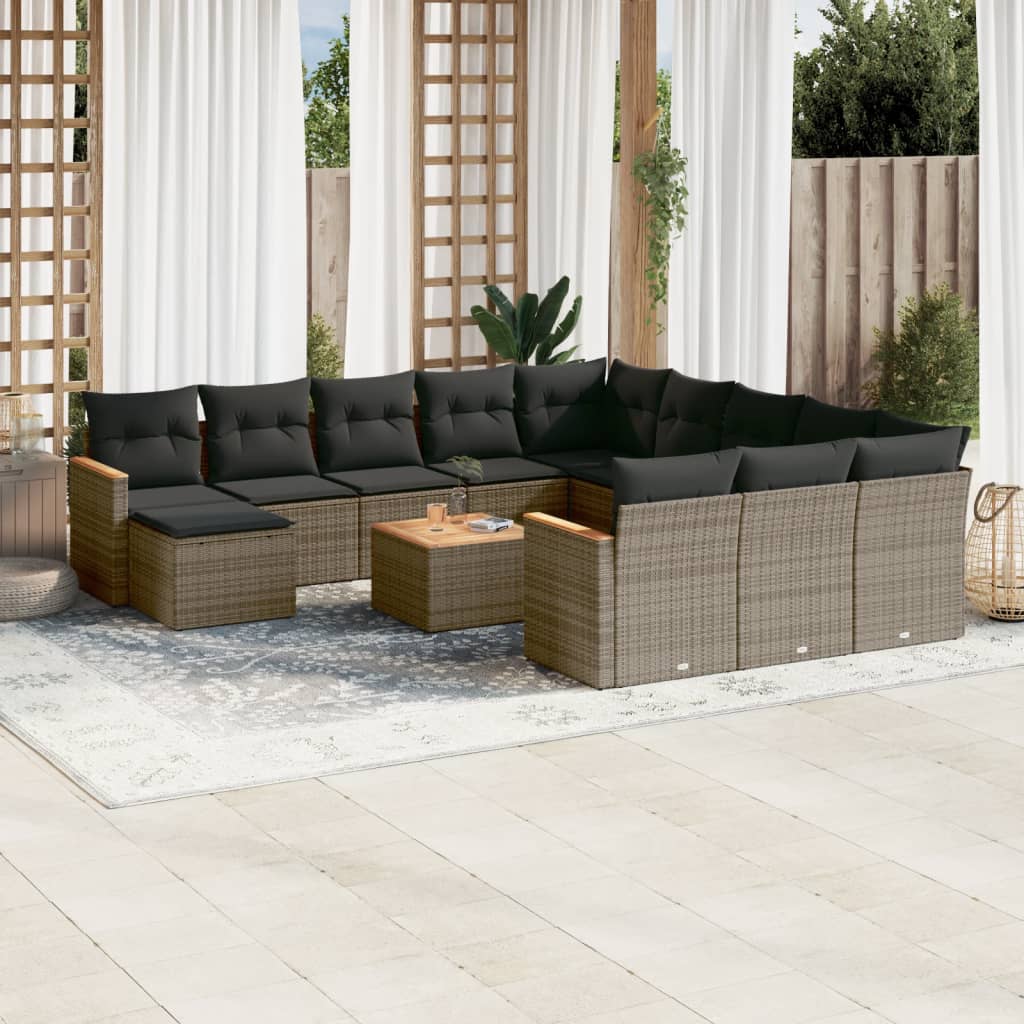 Set Divani Da Giardino 13 Pz Con Cuscini Grigio In Polyrattan