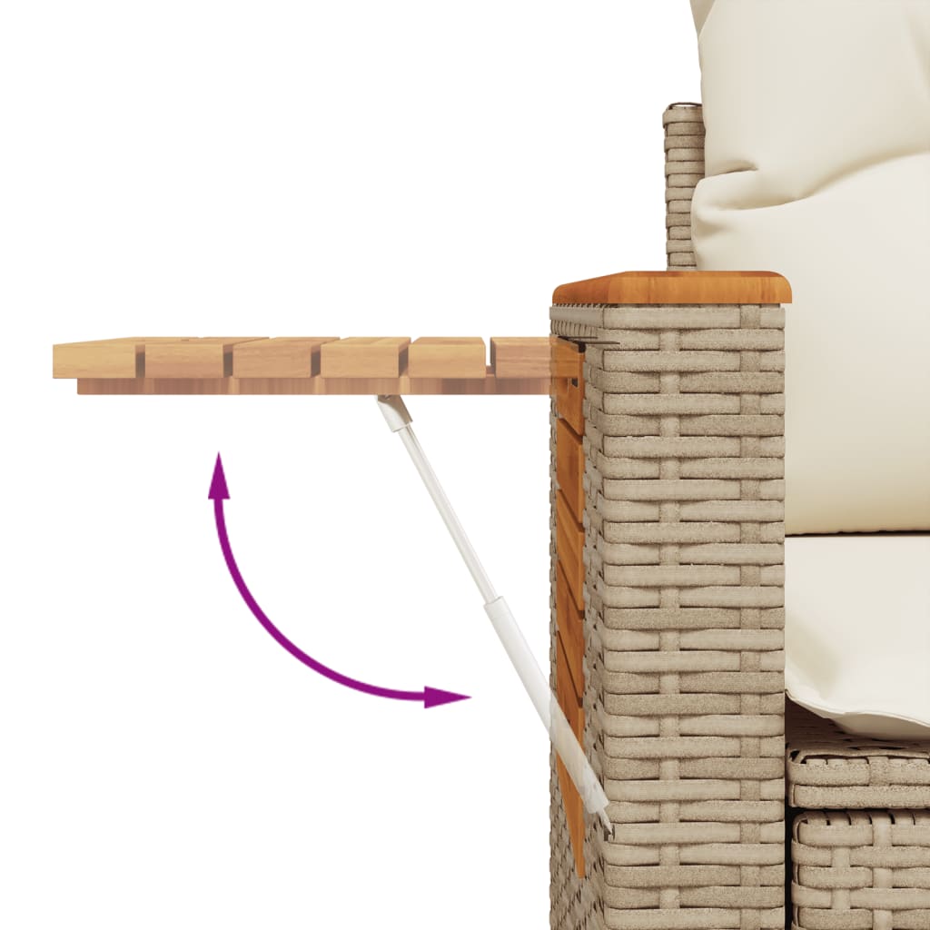Set Divano Da Giardino 3 Pz Con Cuscini Beige In Polyrattan - Image 6