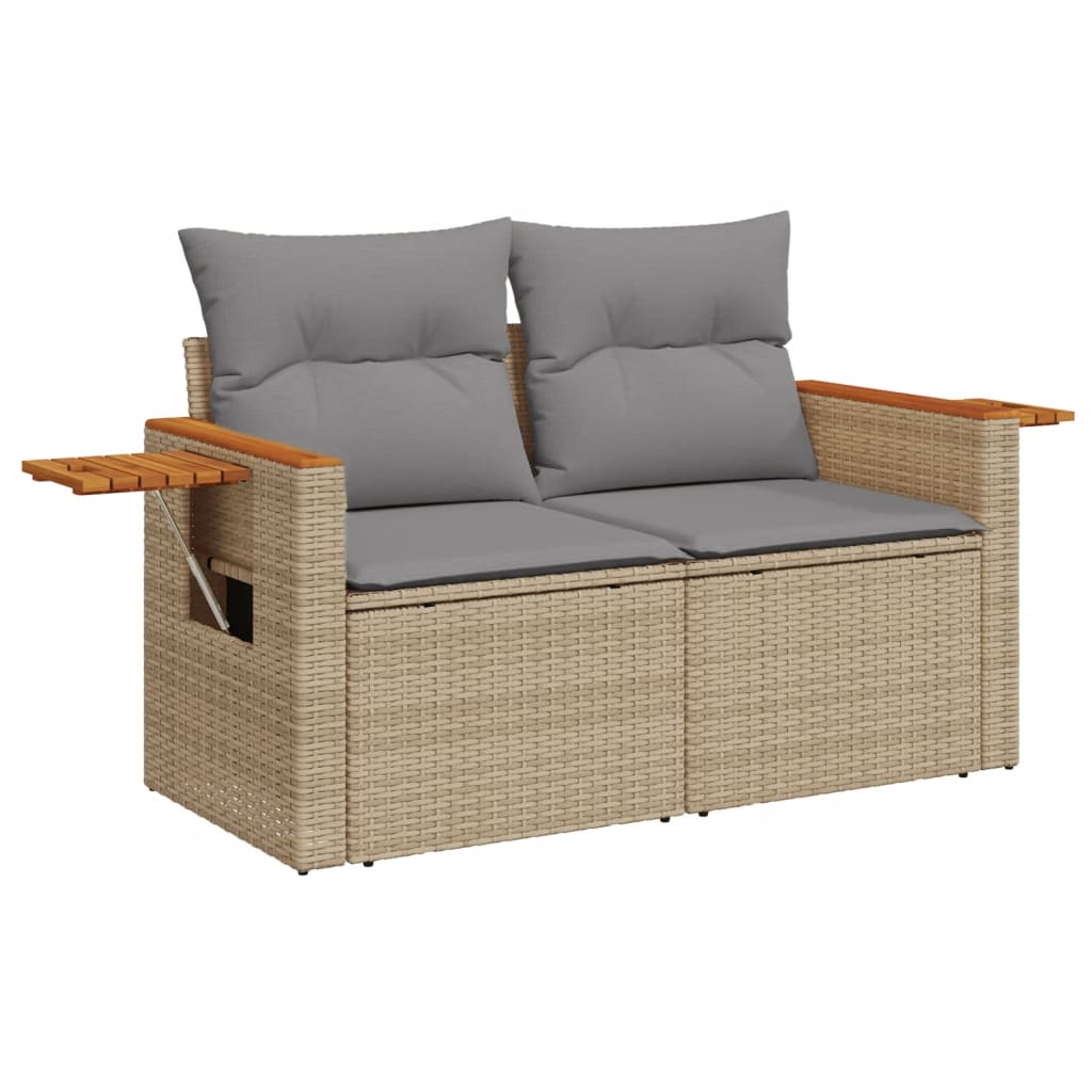 Set Divani Da Giardino 7 Pz Con Cuscini Beige In Polyrattan - Image 4