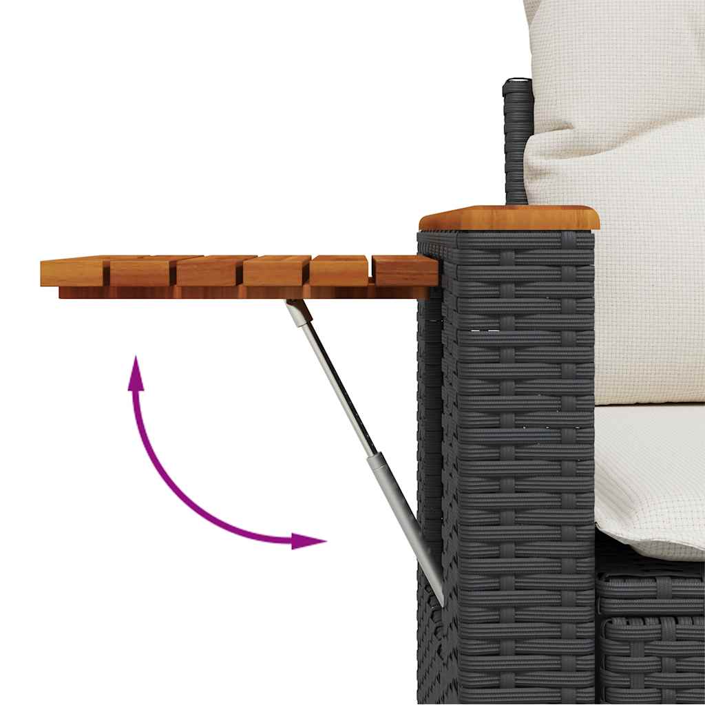 Set Divani Da Giardino Con Cuscini 7pz Nero Polyrattan - Image 3