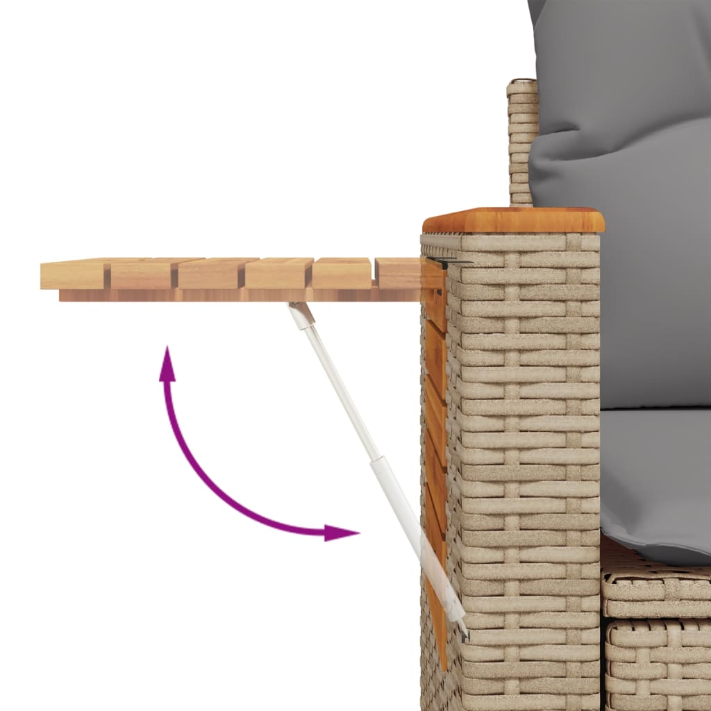 Set Divano Da Giardino 6 Pz Con Cuscini Beige In Polyrattan - Image 3
