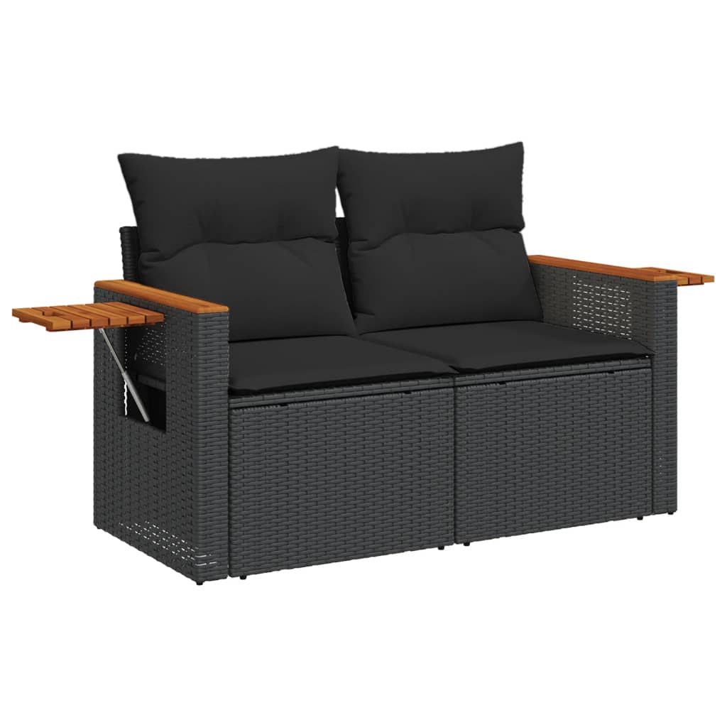 Set Divano Da Giardino 6 Pz Con Cuscini Nero In Polyrattan - Image 3