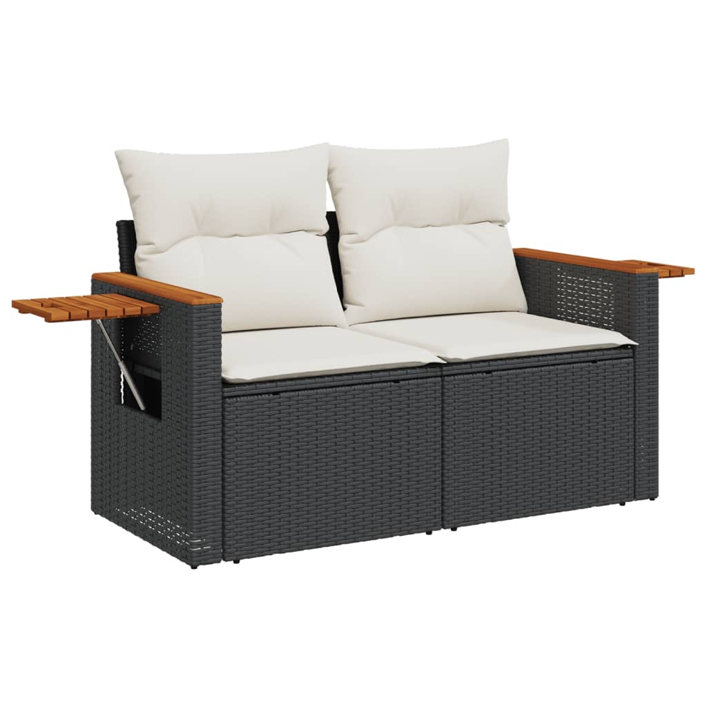 Set Divano Da Giardino 6 Pz Con Cuscini Nero In Polyrattan - Image 3