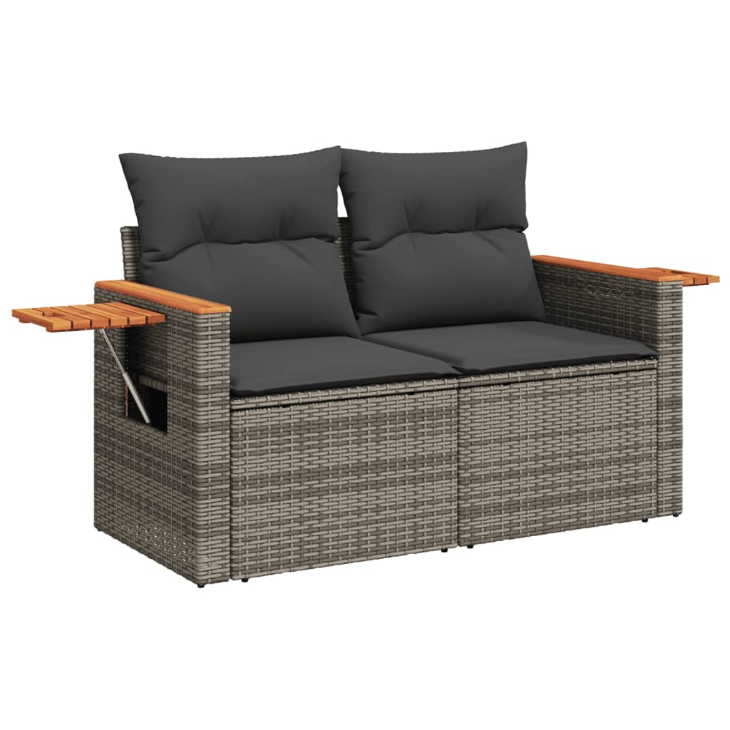 Set Divano Da Giardino 6 Pz Con Cuscini Grigio In Polyrattan - Image 3