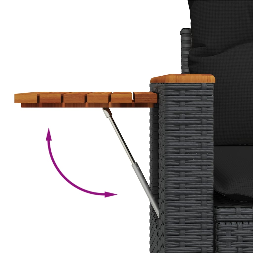 Set Divani Da Giardino Con Cuscini 8 Pz Nero In Polyrattan - Image 6