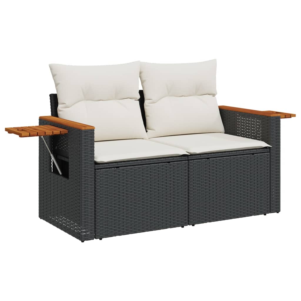 Set Divani Da Giardino Con Cuscini 7pz Nero Polyrattan - Image 6