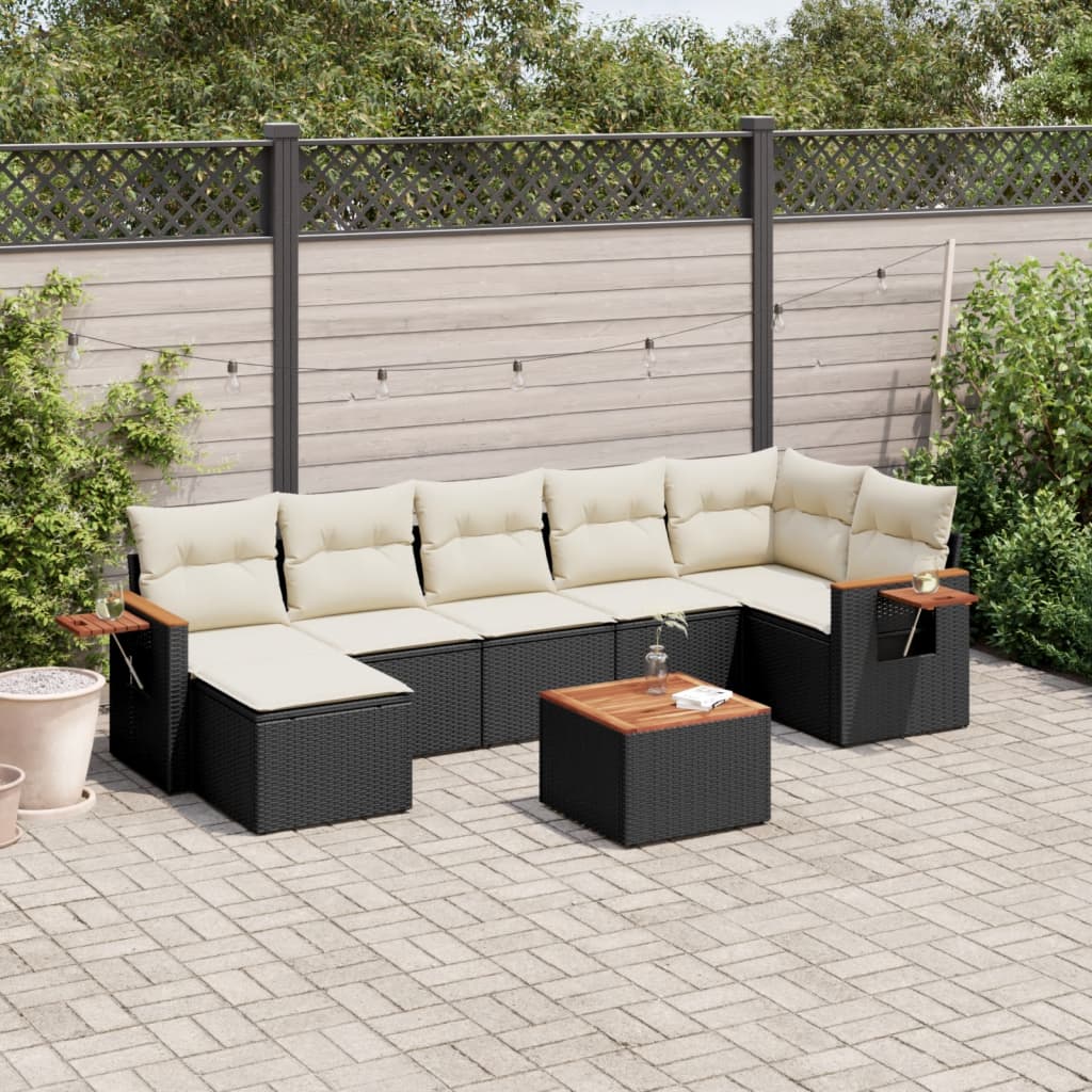Set Divani Da Giardino Con Cuscini 8 Pz Nero In Polyrattan