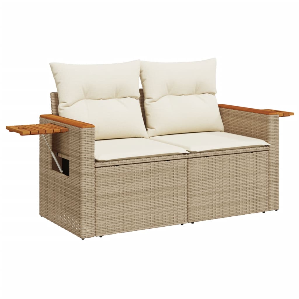 Set Divano Da Giardino 9 Pz Con Cuscini Beige In Polyrattan - Image 6