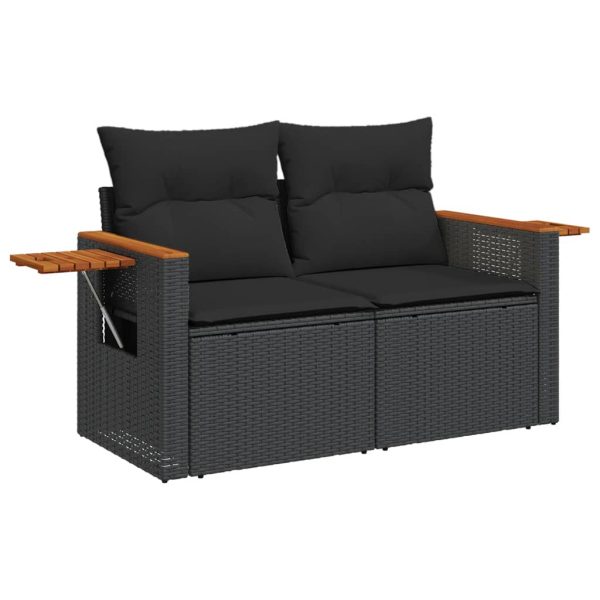 Set Divani Da Giardino 9 Pz Con Cuscini Nero In Polyrattan - Image 6