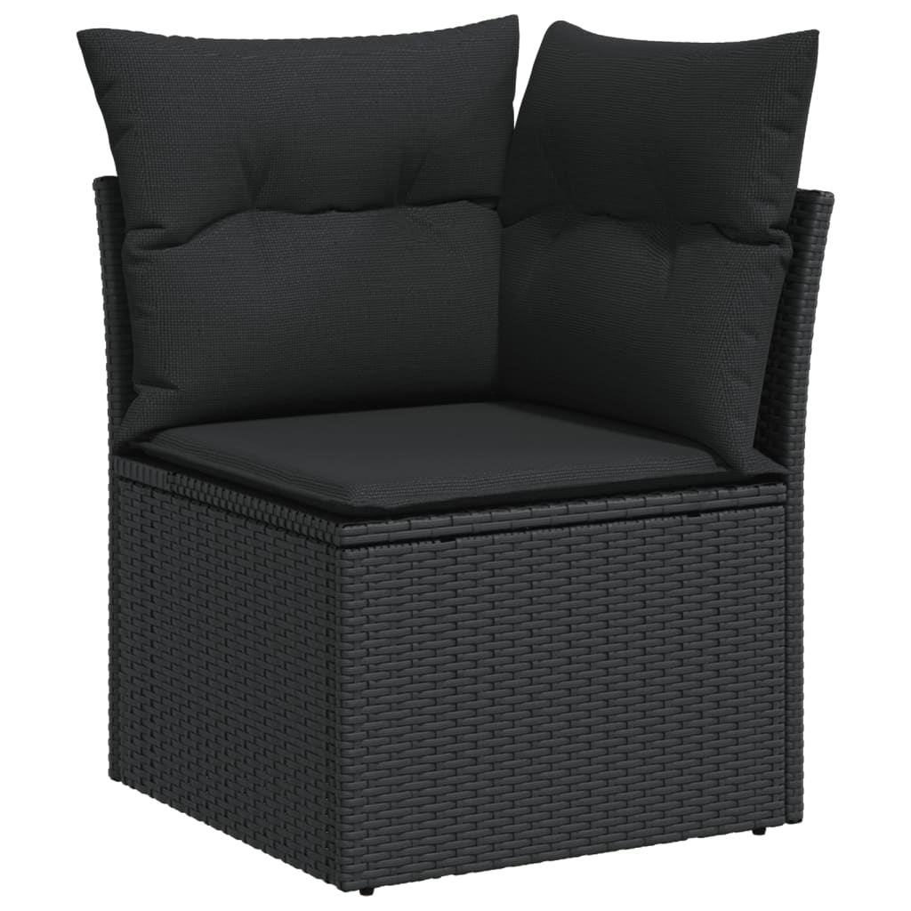 Set Divani Da Giardino 9 Pz Con Cuscini Nero In Polyrattan - Image 4