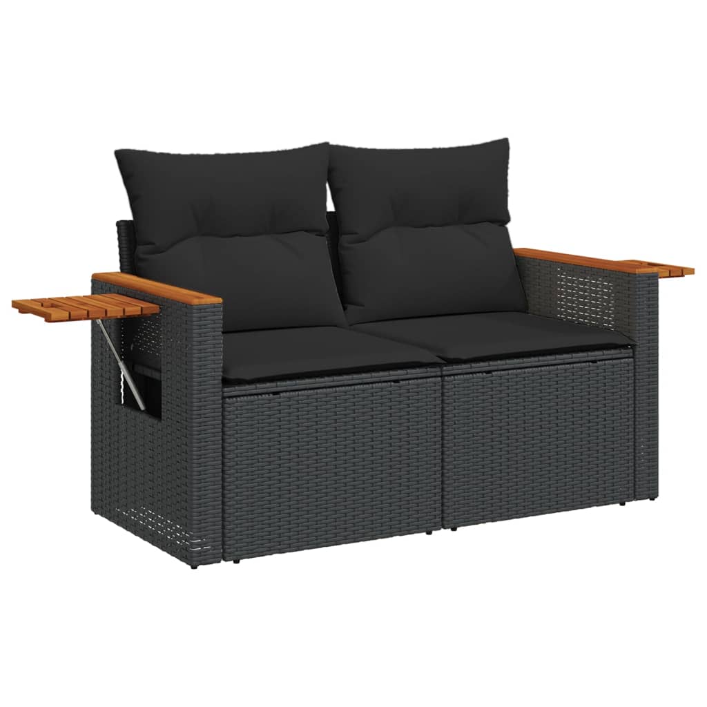 Set Divani Da Giardino 9 Pz Con Cuscini Nero In Polyrattan - Image 5