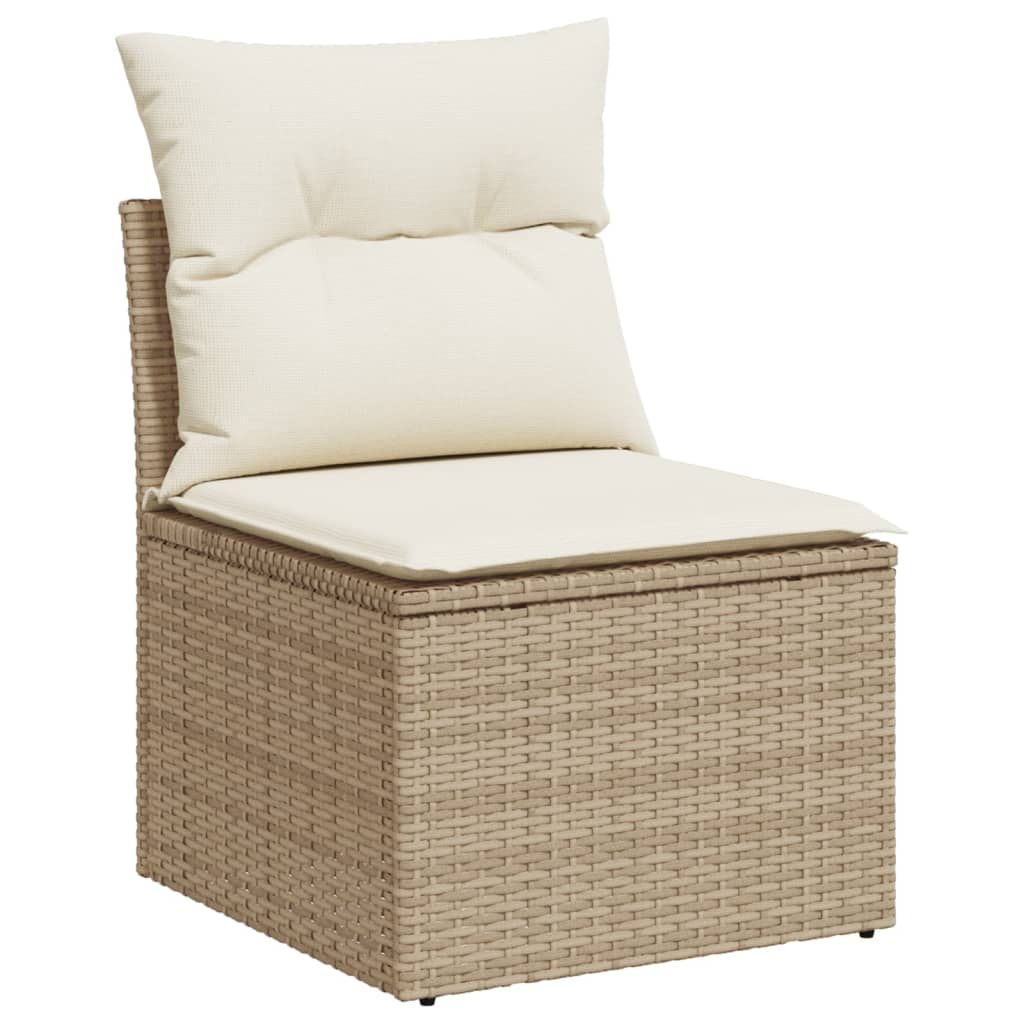 Set Divano Da Giardino 9 Pz Con Cuscini Beige In Polyrattan - Image 3