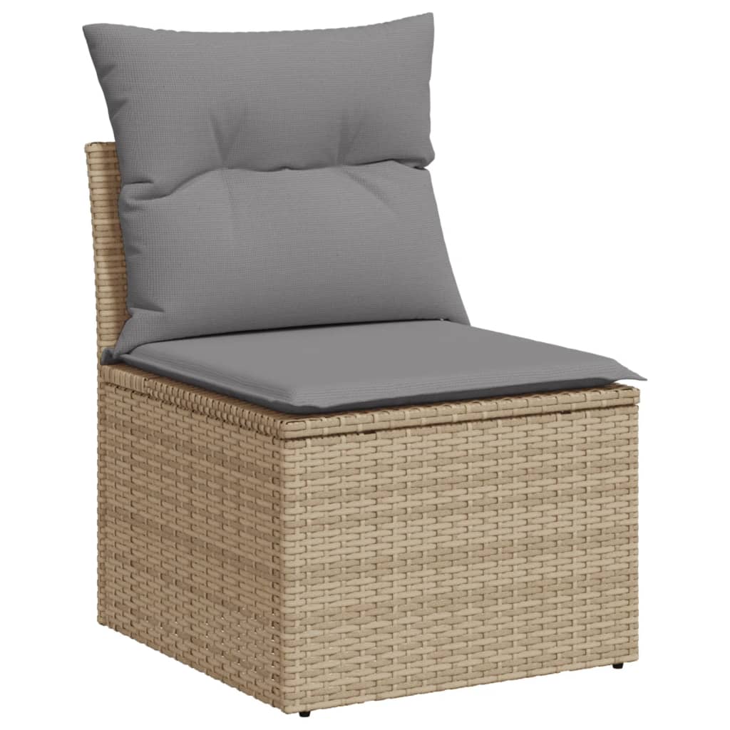 Set Divano Da Giardino 9 Pz Con Cuscini Beige In Polyrattan - Image 4