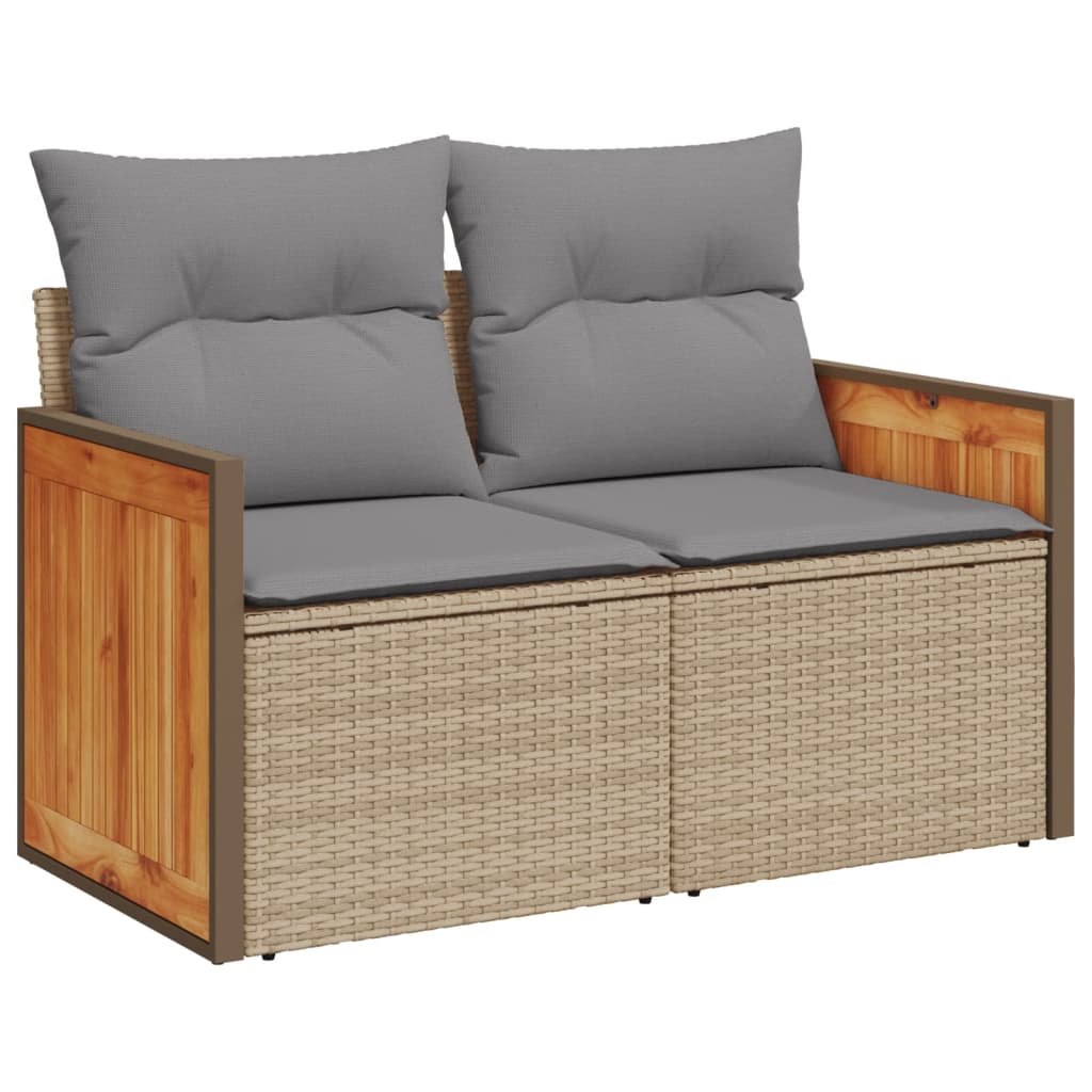 Set Divano Da Giardino 9 Pz Con Cuscini Beige In Polyrattan - Image 5