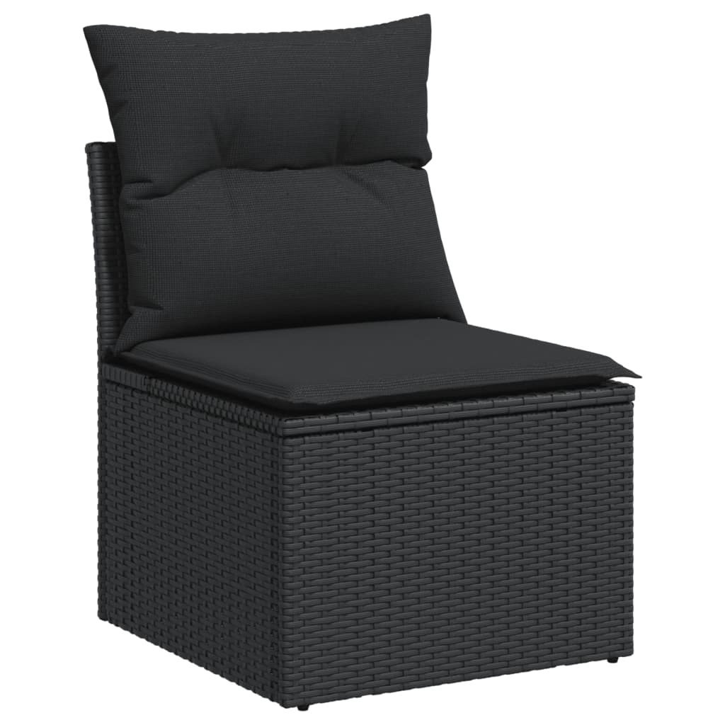 Set Divani Da Giardino Con Cuscini 7pz Nero Polyrattan - Image 4