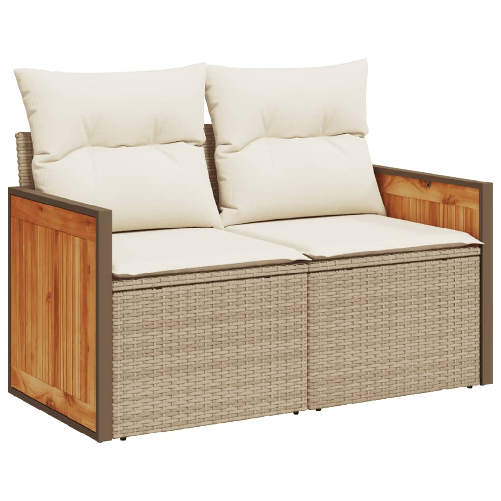 Set Divano Da Giardino 9 Pz Con Cuscini Beige In Polyrattan - Image 3