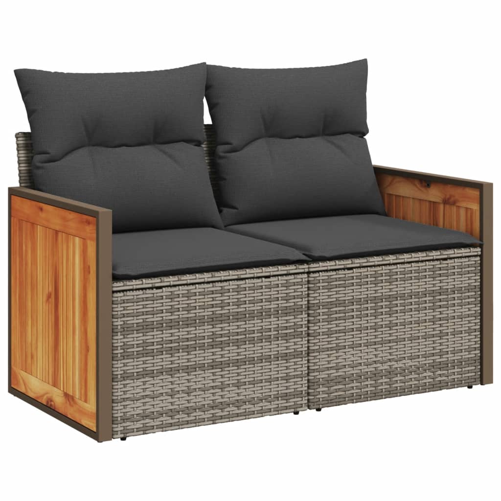 Set Divano Da Giardino 6 Pz Con Cuscini Grigio In Polyrattan - Image 3