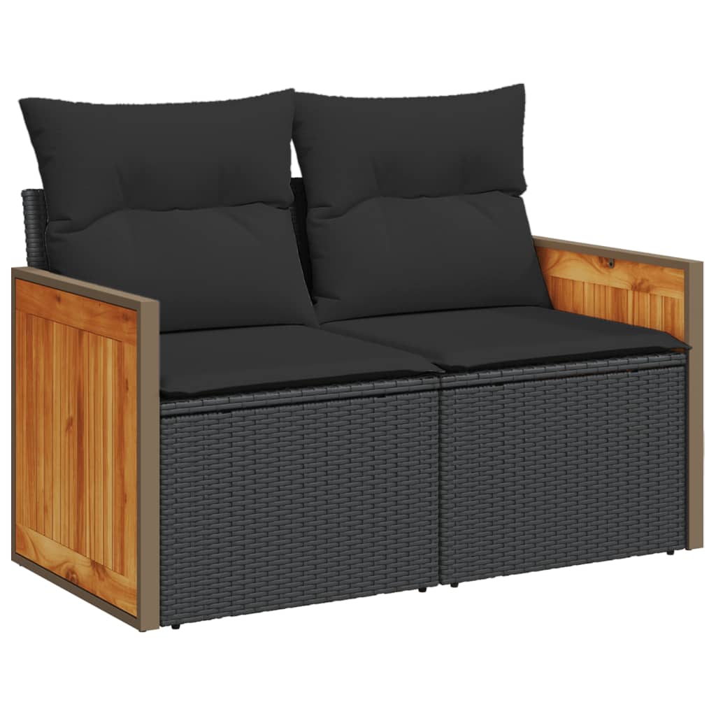 Set Divani Da Giardino Con Cuscini 7pz Nero Polyrattan - Image 3
