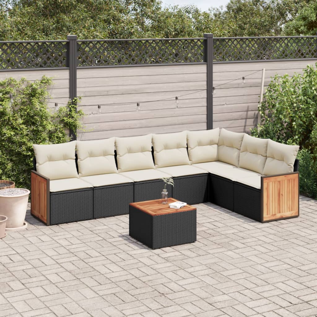 Set Divani Da Giardino Con Cuscini 8 Pz Nero In Polyrattan