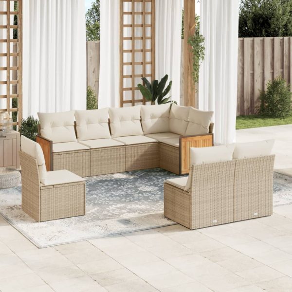 Set Divano Da Giardino 8 Pz Con Cuscini Beige In Polyrattan
