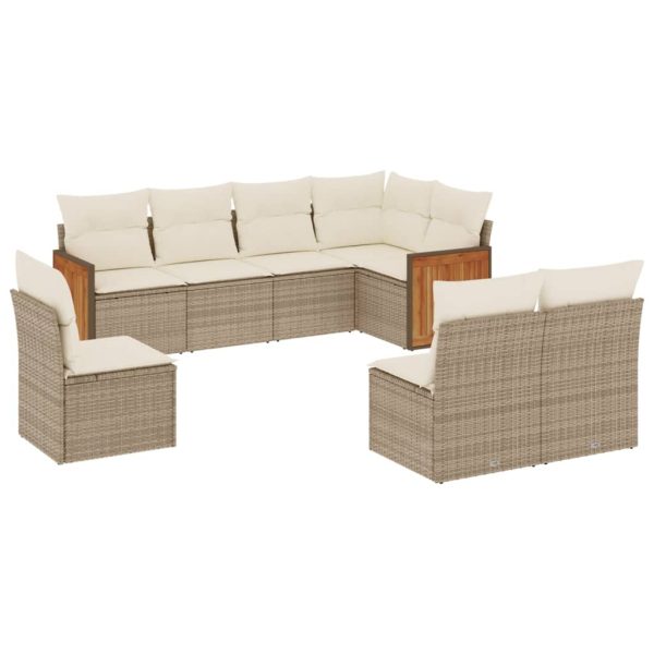 Set Divano Da Giardino 8 Pz Con Cuscini Beige In Polyrattan - Image 2
